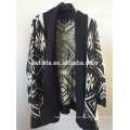New Design Black and White Batwing Women Knit Cardigan Sweater